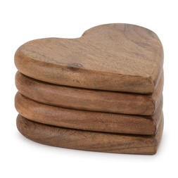 50082793 £4 Each Heart Shaped FSC Acacia Wood Coaster