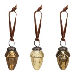 50082932 £4 Each Recycled Glass Acorn Tree Dec