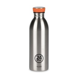 50083219 £20 24 Bottles Brushed Steel with Orange Lid 500ml Bottle