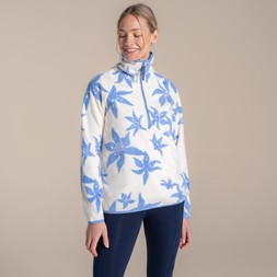 Reedmace Half Zip in Vinca Blue Print £50.00