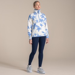 Reedmace Half Zip in Vinca Blue Print £50.00