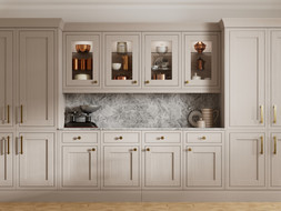National Trust Uppark Glazed Wall Units in Hessian- Kitchens start at £9,500