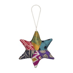 Pri Pri Recycled Multi Colour Sari Star Decoration_gbp_7