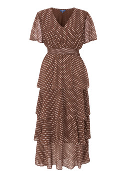 Chiffon Tiered Maxi Dress Chocolat Polka Dot £59