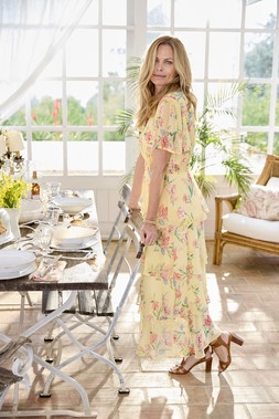 Chiffon Tiered Maxi Dress Yellow Floral £59