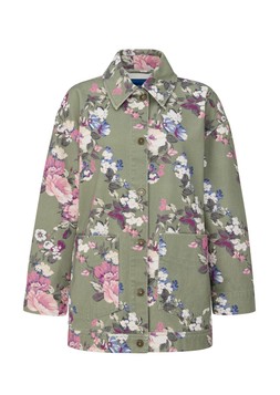 Printed Twill Oversized Jacket Floral Khaki £59