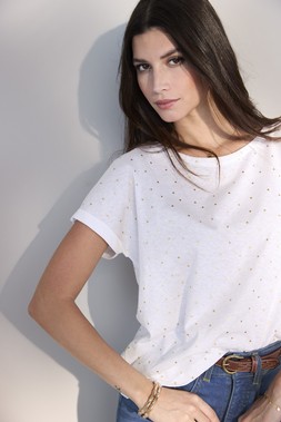 SCOOP NECK SS GOLD DOT TEE £24