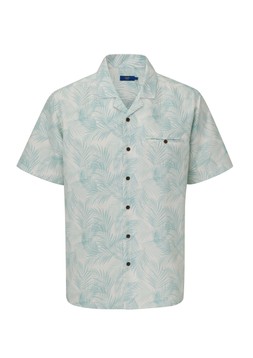 SHORT SLEEVE SUMMER PRINT SOFT TOUCH SHIRT WASHED JADE (LEAF) £26