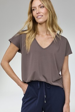 Ladies Soft Drapey V Neck Top, Dusty Mink, £18- Available from 28th December