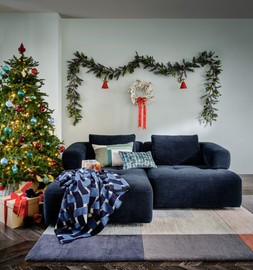 Flex 3 Seater Chaise Motion Back with Large Cushions in Heavily Textured Navy, £1699