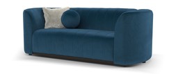 The Fitzrovia 2 Seater in Matt Velvet Navy Mix with Dark Wood Trim, £899