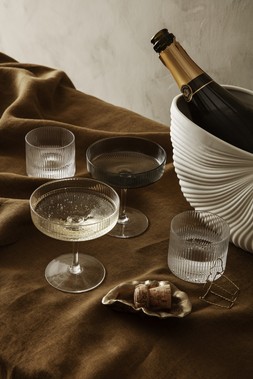 Ferm Living Ripple Champagne Saucers - Clear Glass