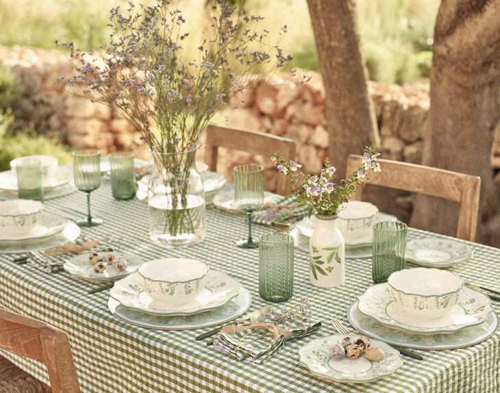 george home-dinner set 35.00 pasta bowl 3.50 dinner plate 3.50 floral bunny side plate 3.00 cereal bowl 3.00 cutlery set 14.00 tablecloth 12.00 napkins 4pk 5.