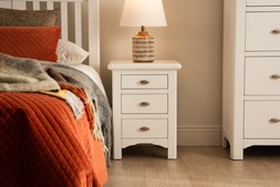 Alaska White 3 Drawer Bedside Table - RRP €339 NOW €189