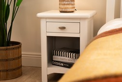 Alaska White 1 Drawer Bedside Table - RRP €279 NOW €129
