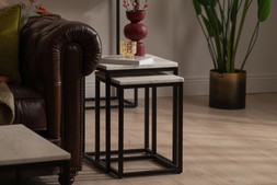 Industrial Square Nest of Tables White Marble RRP €299 NOW €199