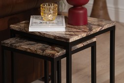 Industrial Square Nest of Tables Brown Marble RRP €299 NOW €199