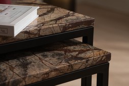 Industrial Square Nest of Tables Brown Marble RRP €299 NOW €199