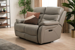 Pearson Grey Leather 2 Seater Electric Recliner Sofa RRP €3,199 NOW €1,549