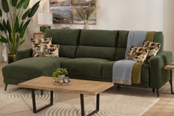 Reno Green Fabric LHF Electric Recliner with Sliding Chaise Sofa - RRP €3999 NOW €2299