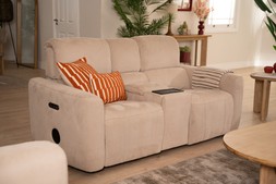 Savoy Cream Fabric 4D Cinema 2 Seater Electric Recliner Sofa with Bluetooth Speakers - €5299 NOW €2999
