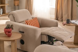 Savoy Cream Fabric Armchair Electric Recliner with Bluetooth Speakers - RRP €2249 NOW €1299