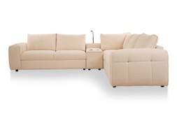 Cozy Cream Fabric Corner Sofa with Bluetooth Speaker Console - RRP €4499 NOW €2999