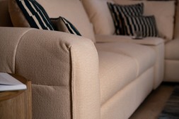 Cozy Cream Fabric Corner Sofa with Bluetooth Speaker Console - RRP €4499 NOW €2999