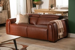 Muse Brown Leather 2.5 Seater Heated Seats Electric Recliner Sofa - RRP €4799 NOW €2699