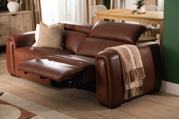 Muse Brown Leather 2.5 Seater Heated Seats Electric Recliner Sofa - RRP €4799 NOW €2699