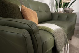 The Oliver Pine Green Leather 3 Seater Sofa - detail - WAS 2699 NOW 1599 euro