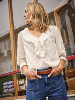 FatFace Carly Blouse, £49.50, W66096 - Patch Pocket Flare Jeans, £59, H63298