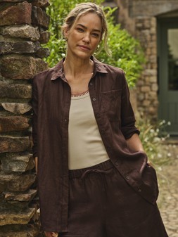 FatFace, Olivia Linen Shirt, £59, Bella Rib Vest, £22, and Amberley Linen Short, £52