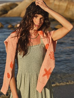 FatFace, Seascape Cardigan, £66, Cheska Coral Playsuit, £49.50