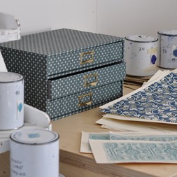 A Flight of Little Stars Patterned Paper-Covered Collector's Drawers