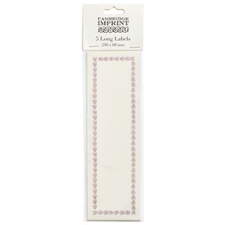 Five Long Self Adhesive Labels with Cupboard Pink Border
