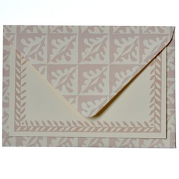 Set of Notecards and Envelopes Oak Leaves Pale Pink