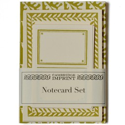 Set of Notecards and Envelopes Oak Leaves Sap Green