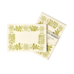 10 Small Cards with Patterned Border in Bawden Green