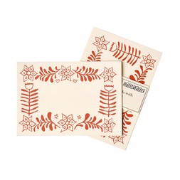 10 Small Cards with Patterned Border in Red