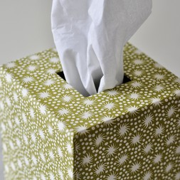A Square Tissue Box Cover in Animalcules Bawden Green