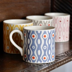 Mug Persephone Cornflower and Bright Red