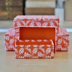A Nest of Three Simple Boxes in Dandelion Rust and Rose