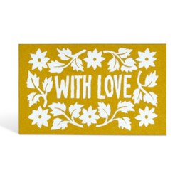 Pack of Gift Cards Leaves and Stars Mustard