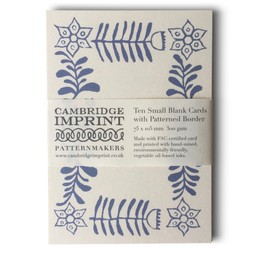 10 Small Cards with Patterned Border in Blue
