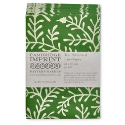 Packet of Ten Patterned Envelopes in Sprig Pea Green