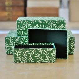 A Nest of Three Simple Boxes in Sprig Pea Green