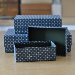 A Nest of Three Simple Boxes in Little Stars Petrol Blue
