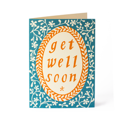 Get Well Soon Card Turquoise and Orange