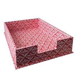 A4 Letter Tray Oak Leaves Red
